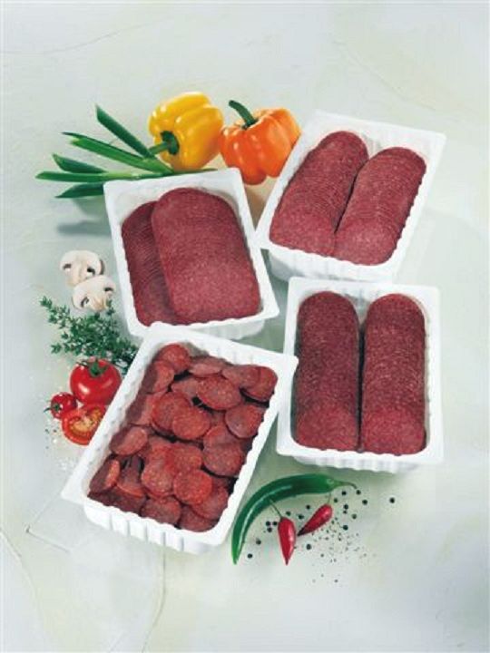Salami 'Halal' aus Geflügel- und Rindfleisch Kal.100 500g.geschnitten