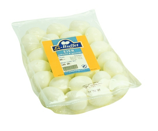 Eier gekocht geschält Kl.M BH,10*3 Stck. perforiert vac.