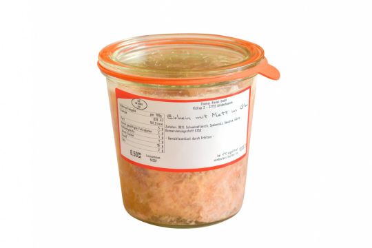Eisbein mit gek. Mett 500g.-Glas