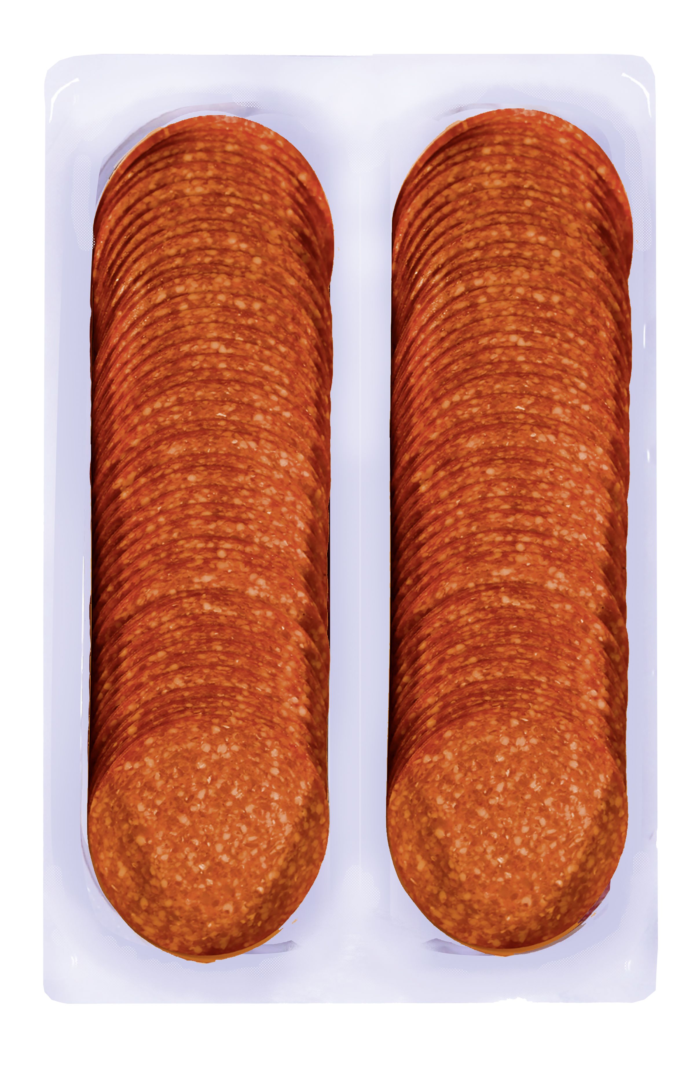 Pikante Salami 'Halal' aus Geflügel- u. Rindfleisch Kal.55, 500g. geschnitten