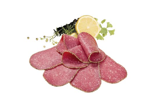 Truthahn-Pfeffersalami  Kal.90, 500g. geschnitten