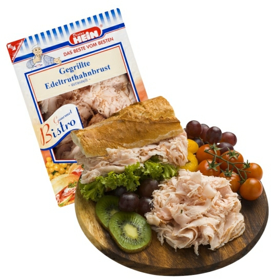 Edeltruthahnbrust gegrillt geraspelt 500g. Schale