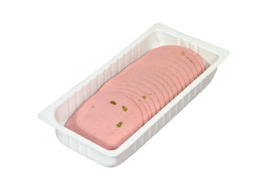 Geflügel-Mortadella mit Pistazien 500g. Schale geschnitten