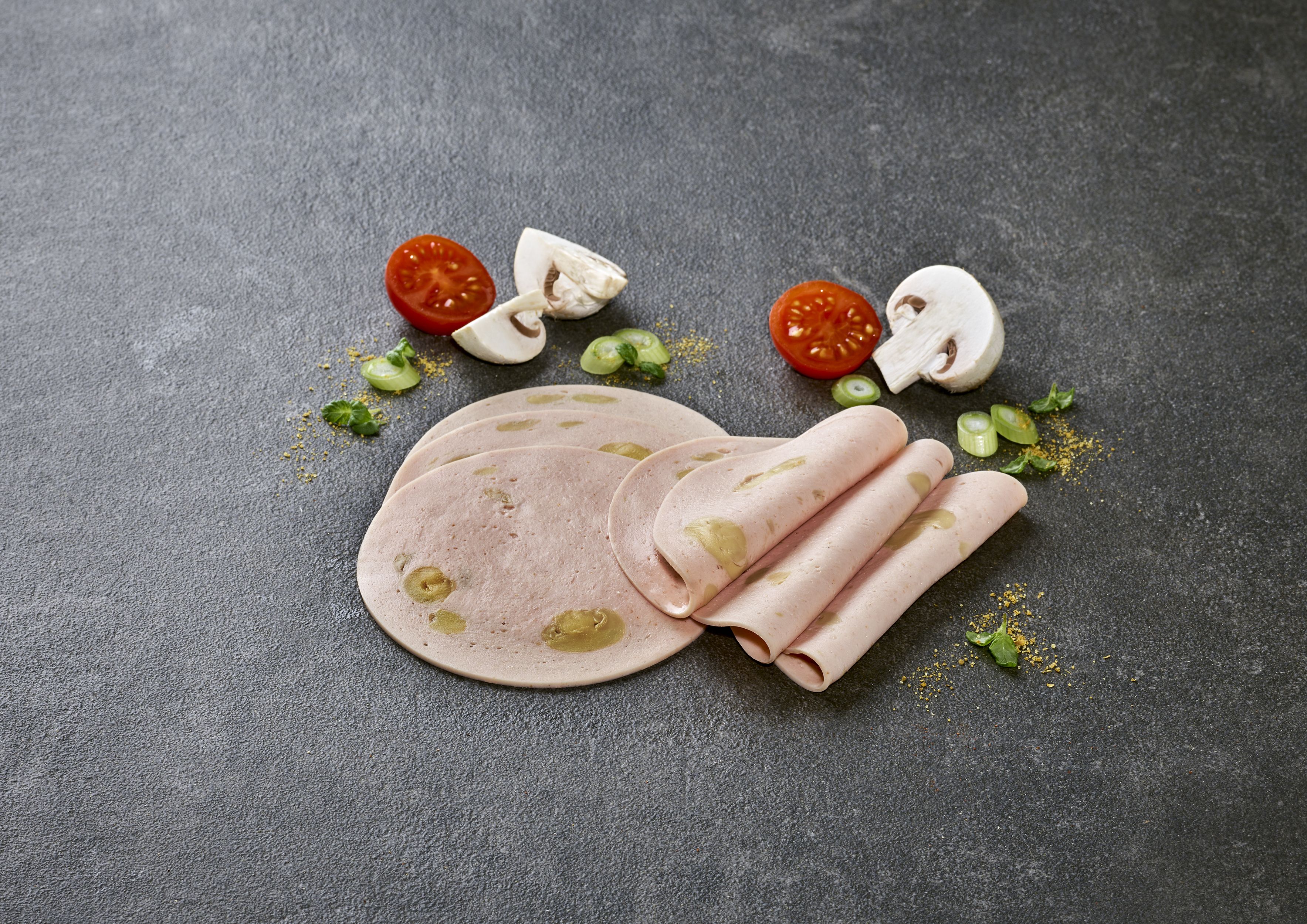 Geflügel-Lyoner m. Champignons 500g. Schale geschnitten