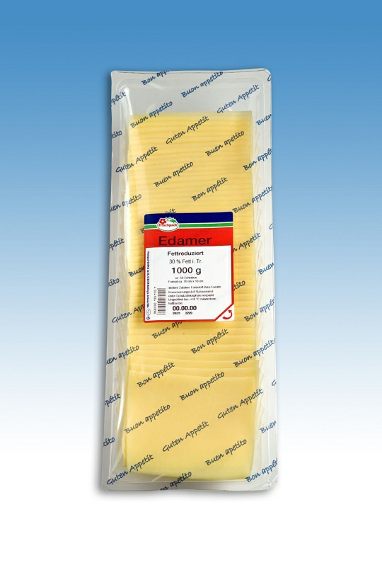 Edamer in Scheiben fettreduziert 30%, 50*20g. geschindelt 1000g.