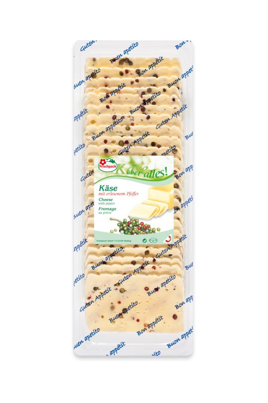 Pfefferkäse in Scheiben 55% 25*20g. geschindelt 500g.
