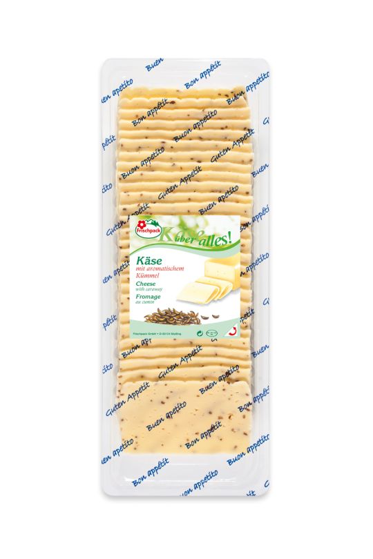 Käse mit Kümmel in Scheiben 55% 25*20g. geschindelt 500g.