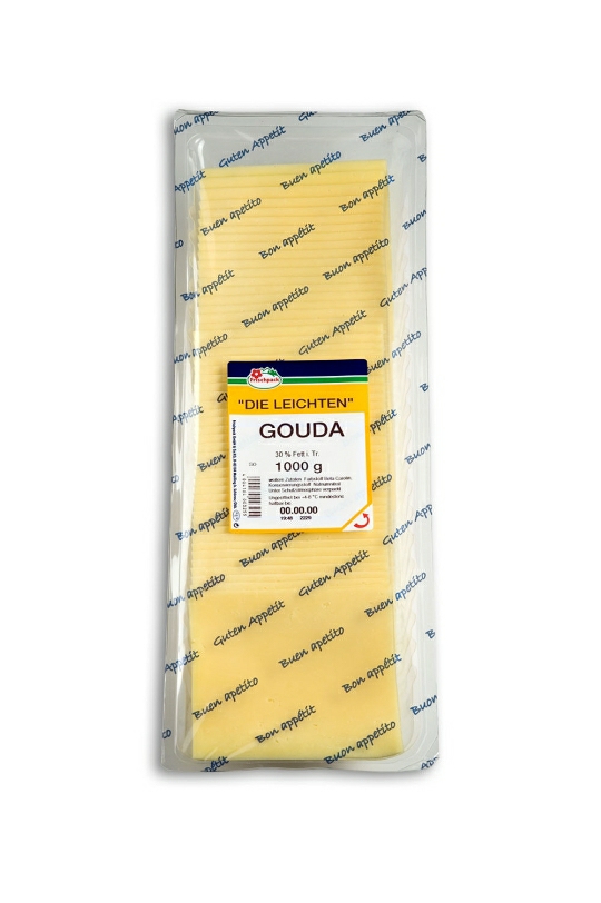 Gouda in Scheiben fettreduziert 30%, 50*20g. geschindelt 1000g.